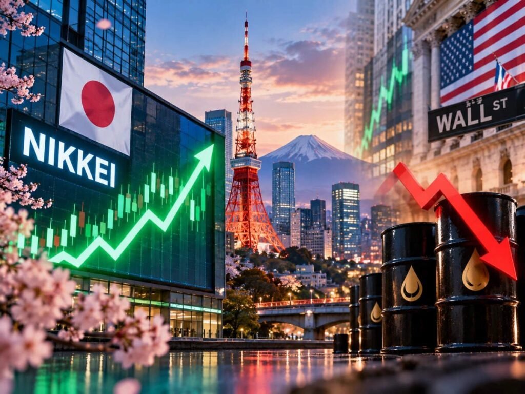 Japanese Shares Track Wall Street Gains as Crude Oil Prices Ebb